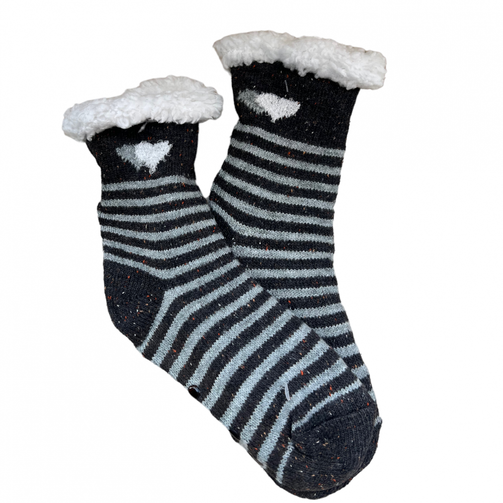 Kids Home Winter Socks Hearts Black