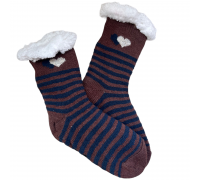 Kids Home Winter Socks Hearts Brown