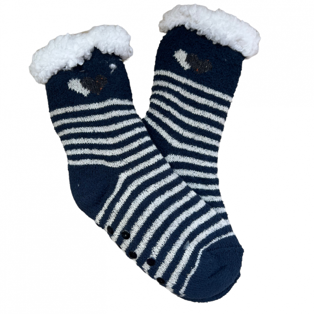 Kids Home Winter Socks Hearts Navy