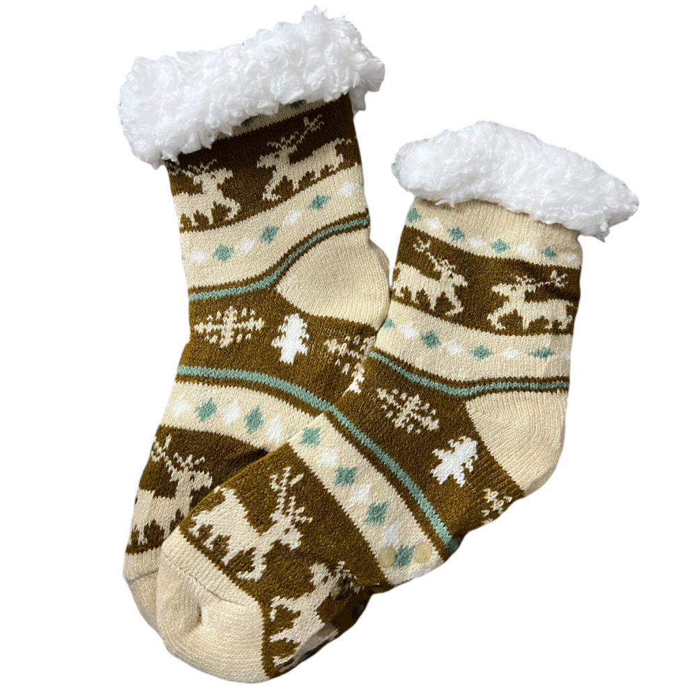 Kids Home Winter Socks Reindeer Mix Beige