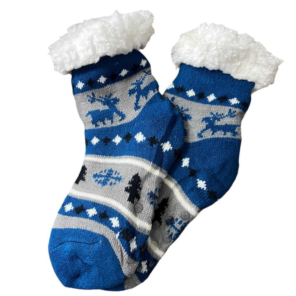 Kids Home Winter Socks Reindeer Mix Blue