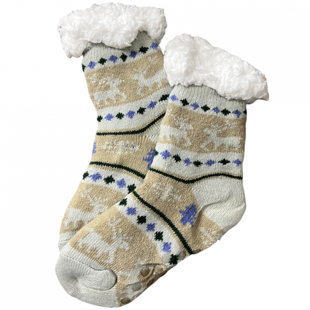 Kids Home Winter Socks Reindeer Mix Light Grey