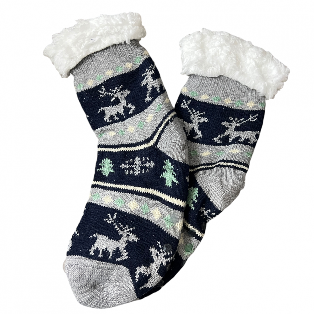 Kids Home Winter Socks Reindeer Mix Navy