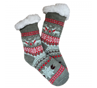 Kids Home Winter Socks Reindeer Snow Green