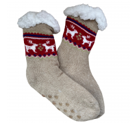 Kids Home Winter Socks Reindeer Beige