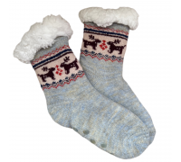 Kids Home Winter Socks Reindeer Grey