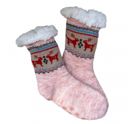 Kids Home Winter Socks Reindeer Coral