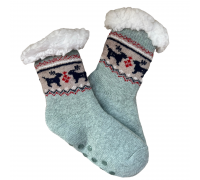 Kids Home Winter Socks Reindeer Green