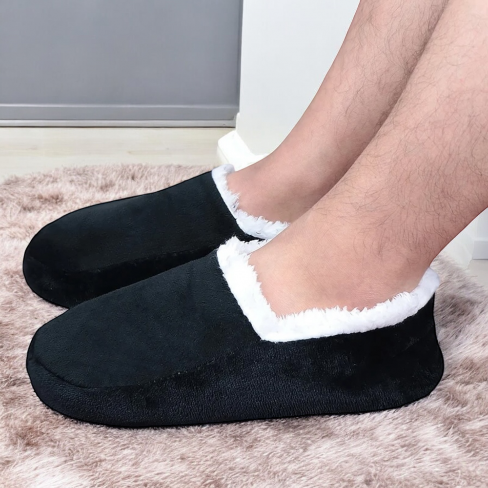 Men Indoor Winter Slippers Soft Classic Black