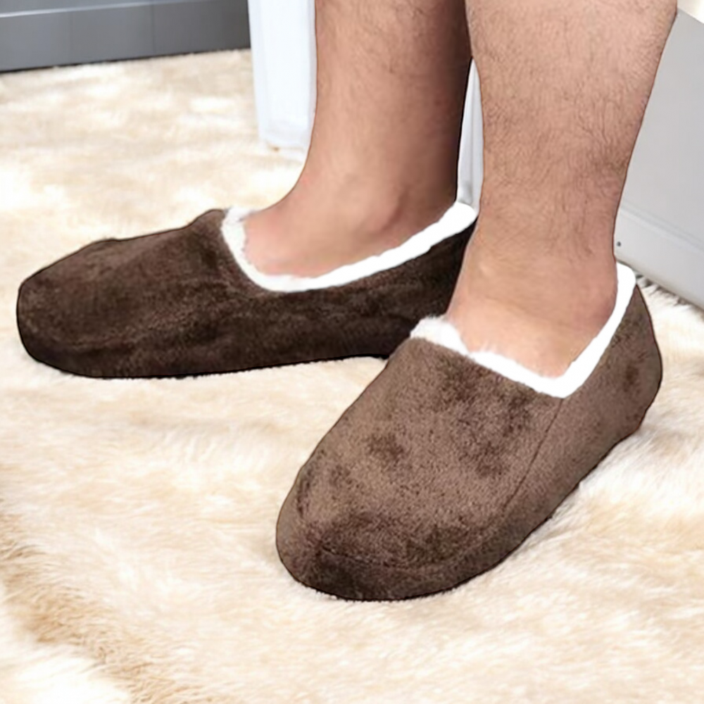 Men Indoor Winter Slippers Soft Classic Brown