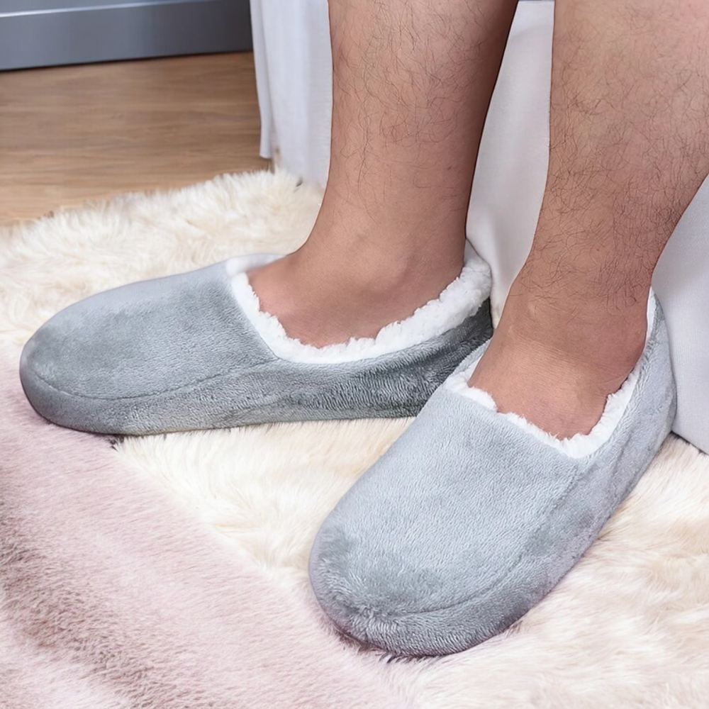 Men Indoor Winter Slippers Soft Classic Grey