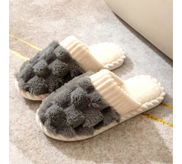 Men Winter Slippers Fur Grey