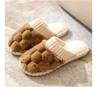 Men Winter Slippers Fur Brown