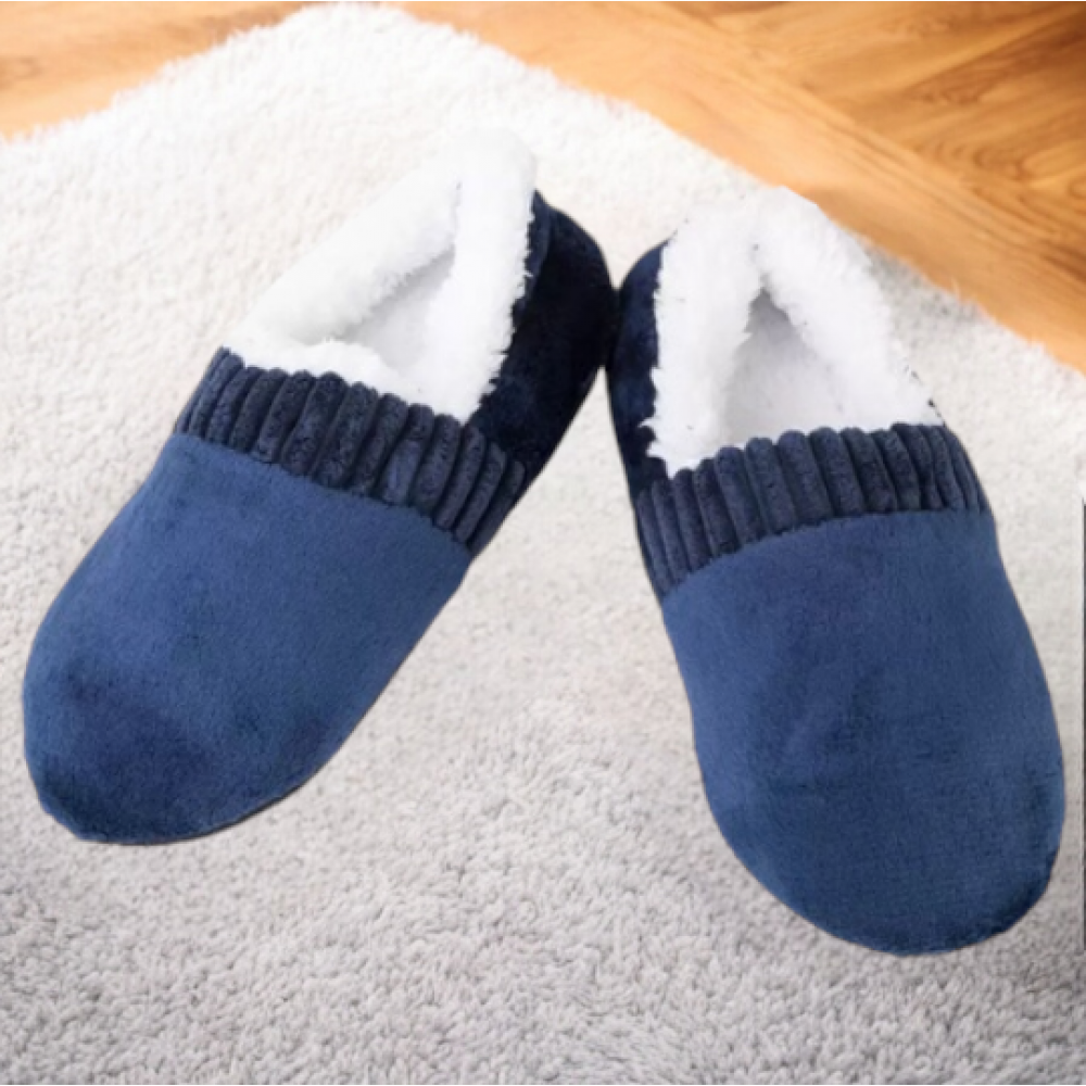 Men Indoor Winter Slippers Soft Lined Blue