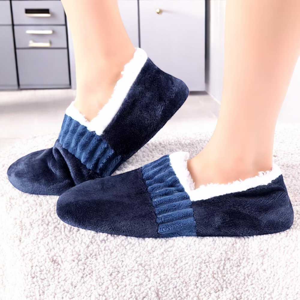 Men Indoor Winter Slippers Soft Lined Navy