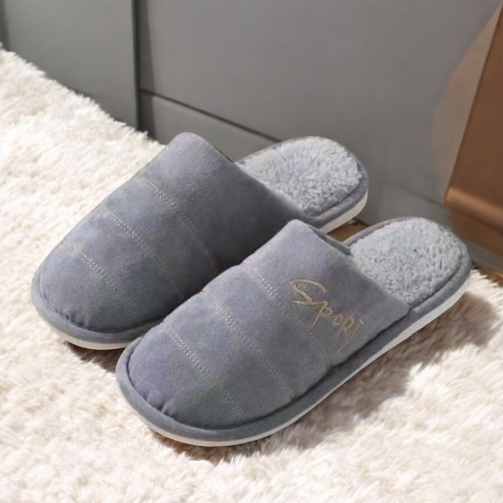 Men Winter Slippers Sports Grey