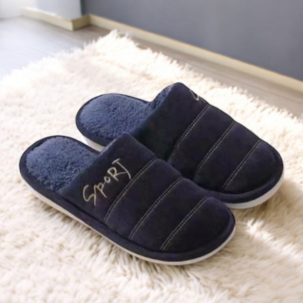 Men Winter Slippers Sports Navy