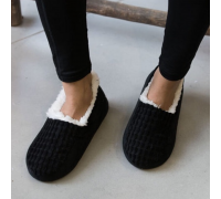 Men Indoor Winter Slippers Soft Squares Black