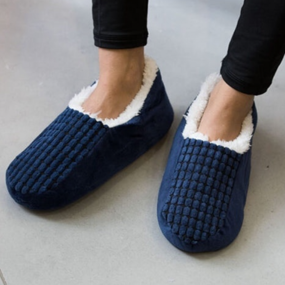 Men Indoor Winter Slippers Soft Squares Navy