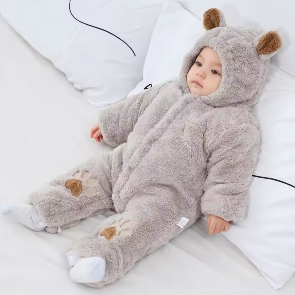 Toddler Winter Onesie Pyjama Fleece Bear Brown