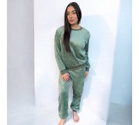 Woman Pyjamas Coral Fleece Bear Green - Big Sizes Available