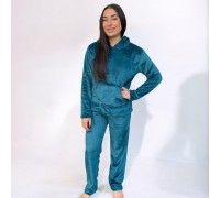 Woman Pyjamas Coral Fleece With Hat Bow Indigo - Big Sizes Available