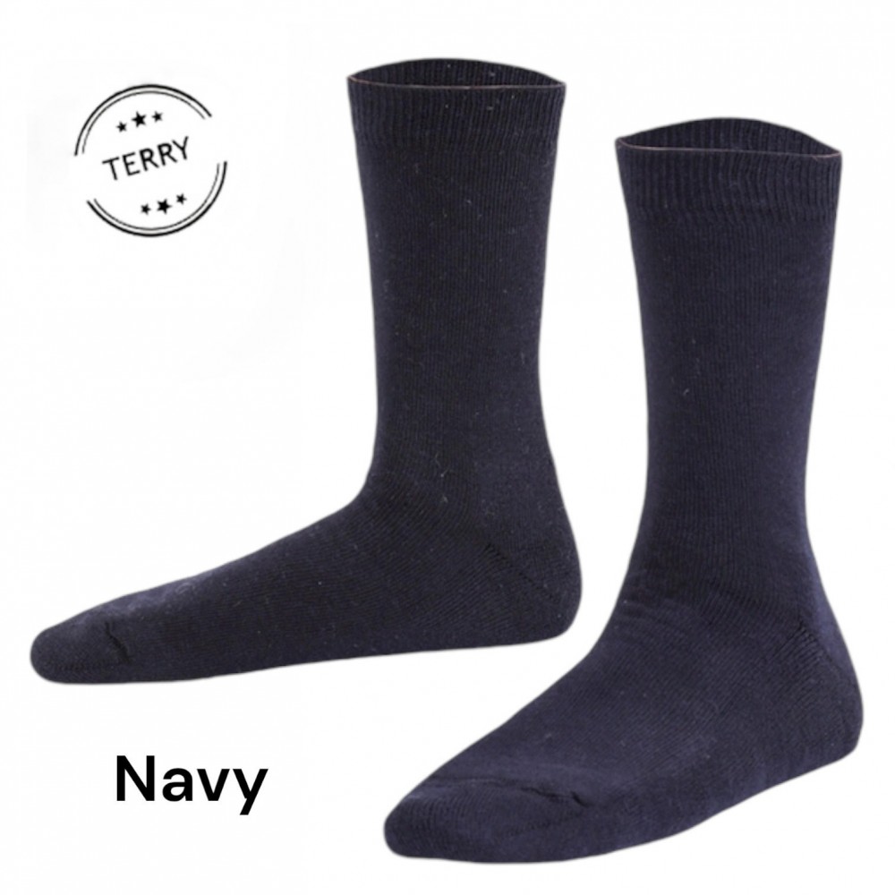 Marie France Basic Full Boy Terry Socks Navy