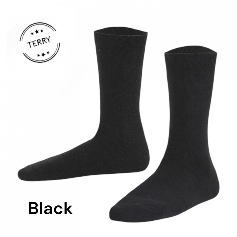 Marie France Basic Full Teen Terry Socks Black