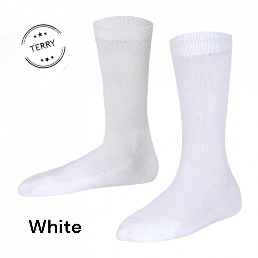 Marie France Basic Full Teen Terry Socks White