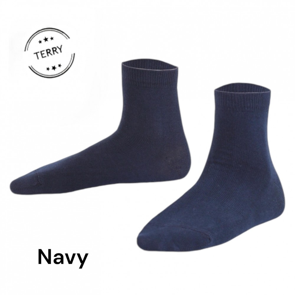 Marie France Basic Half Boy Terry Socks Navy