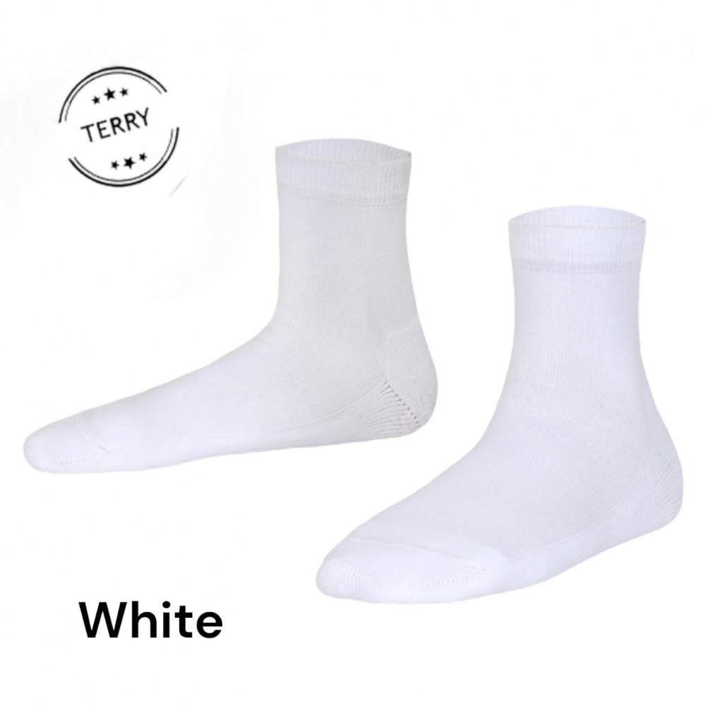 Marie France Basic Half Boy Terry Socks White