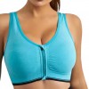 Front Zip Sports Bra Woman Push Up Blue