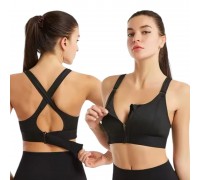 Front Zip Sportswear Bra Woman Push Up Black