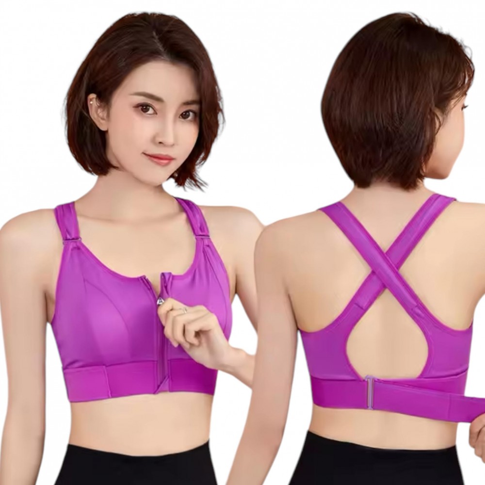 Front Zip Sportswear Bra Woman Push Up Mauve