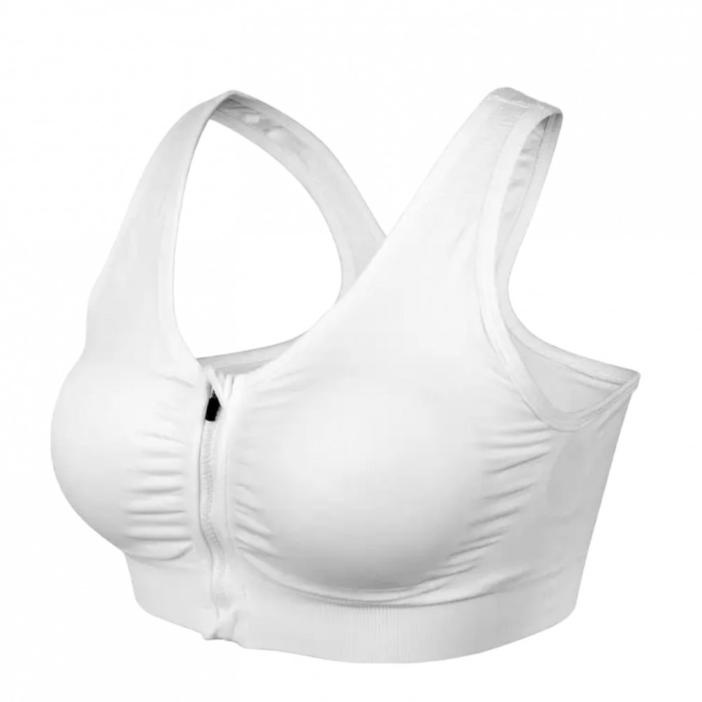 Woman Sport Bra with Zipper - White