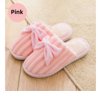 Woman Winter Slippers with Bow - Pink