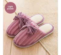 Woman Winter Slippers with Bow - Purple