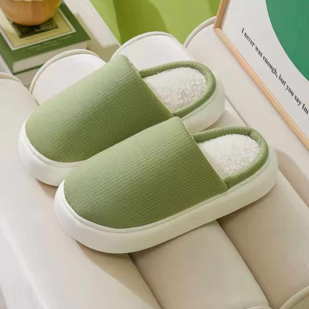 Woman Winter Slippers Cozy Green