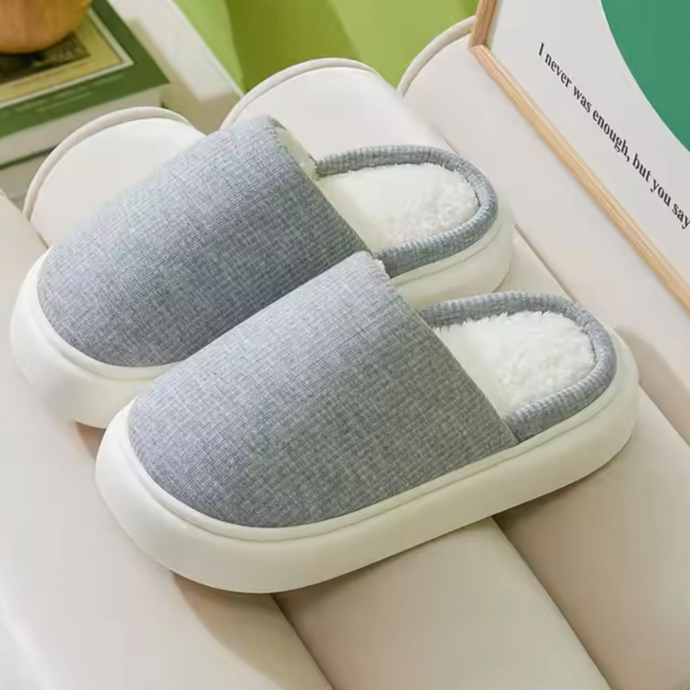 Woman Winter Slippers Cozy Grey