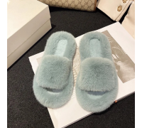 Woman Winter Slippers Faux Fur Green