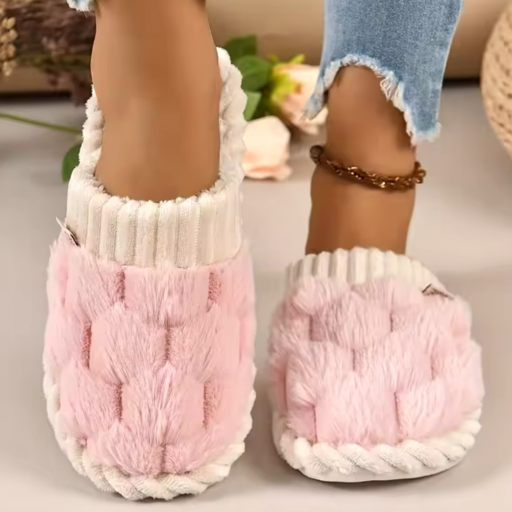 Woman Winter Slippers Fur Pink