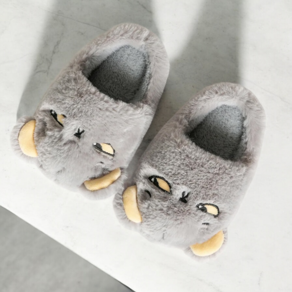 Woman Winter Slippers Plush Grey