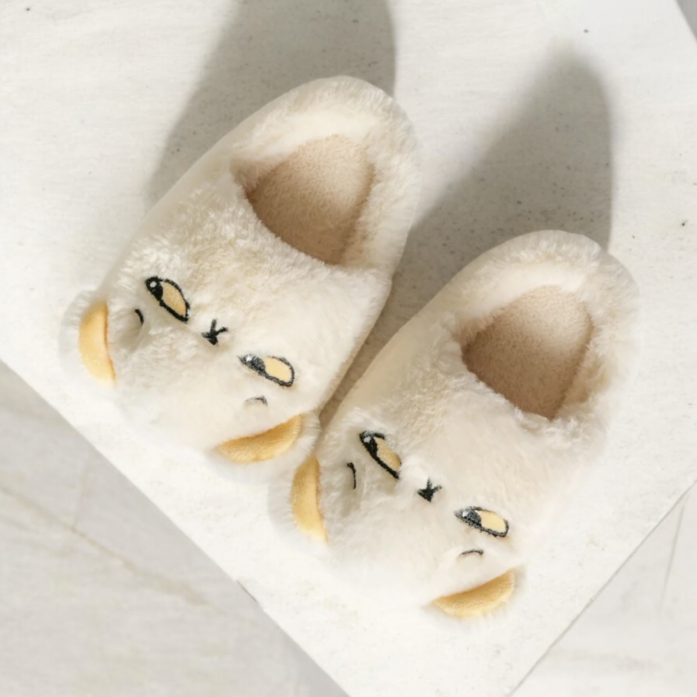 Woman Winter Slippers Plush Offwhite