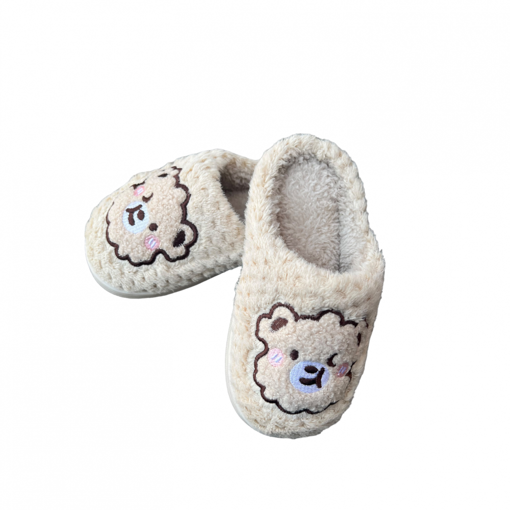 Kids Home Slippers - Bear Face Offwhite
