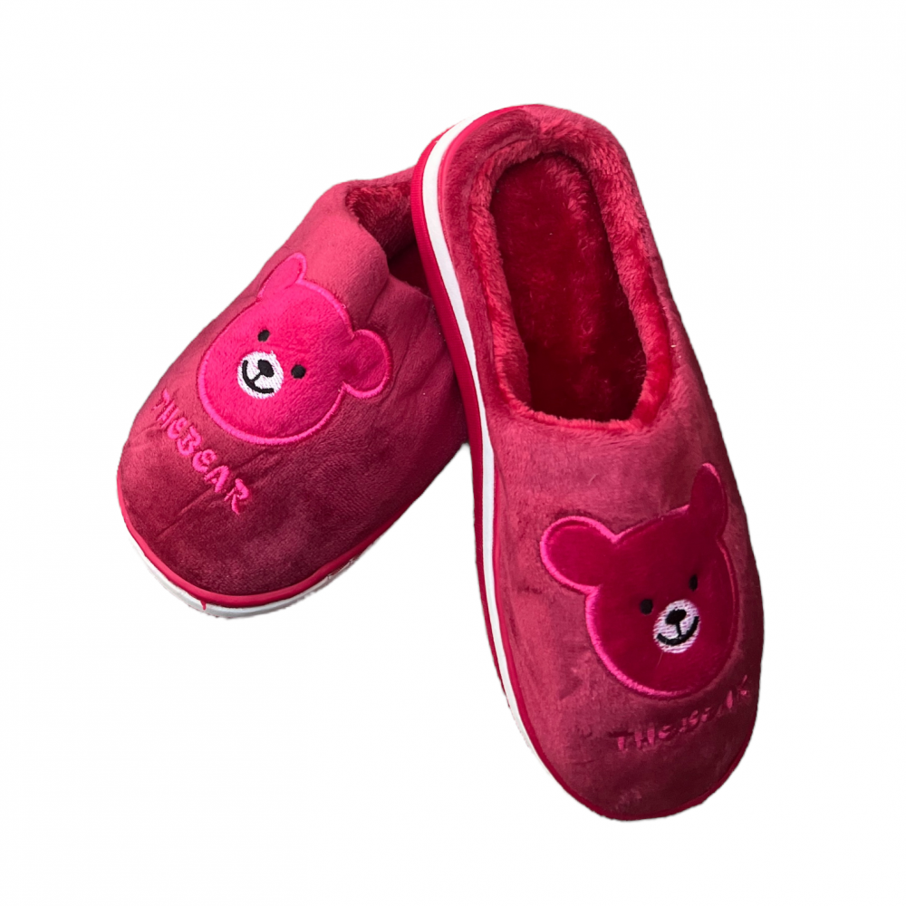Kids Home Slippers - Bear Red