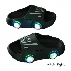 Boy Slippers Car With Lights - Black
