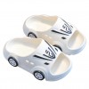 Boy Slippers Car With Lights - White