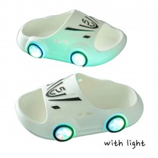 Boy Slippers Car With Lights - White