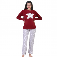 Women Pyjamas Cotton & Velvet Make It Happen Bordeau