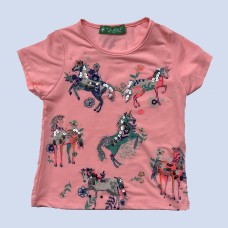 Girls Shirt Horses Pink